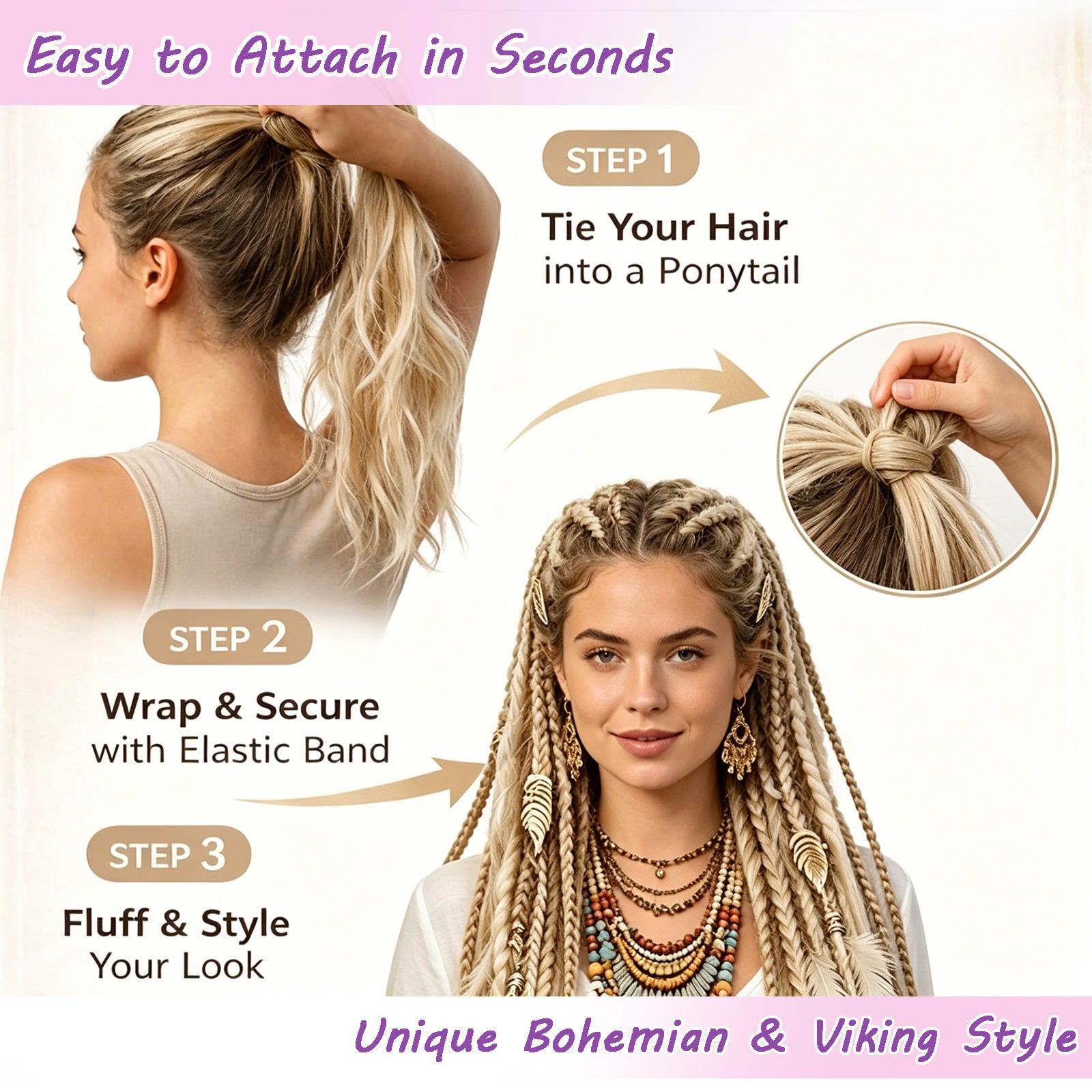 Elastic Dread Ponytail Hair Extension