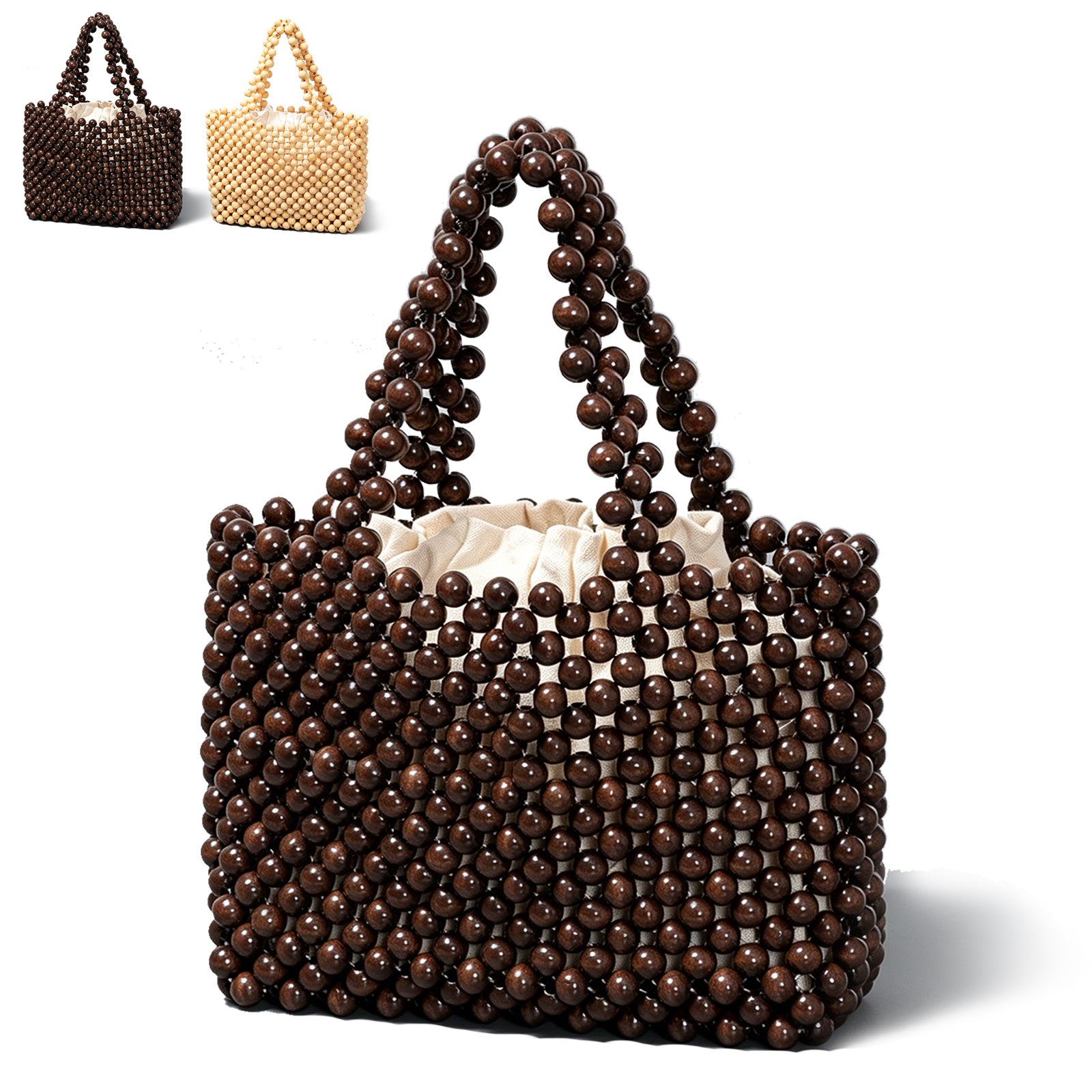 SOEVMOVR Women's Wooden Beaded Clutch Evening Bag