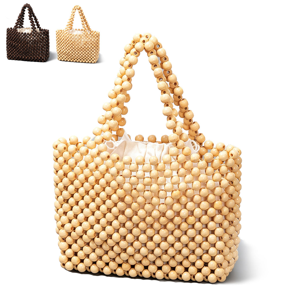 SOEVMOVR Women's Wooden Beaded Clutch Evening Bag