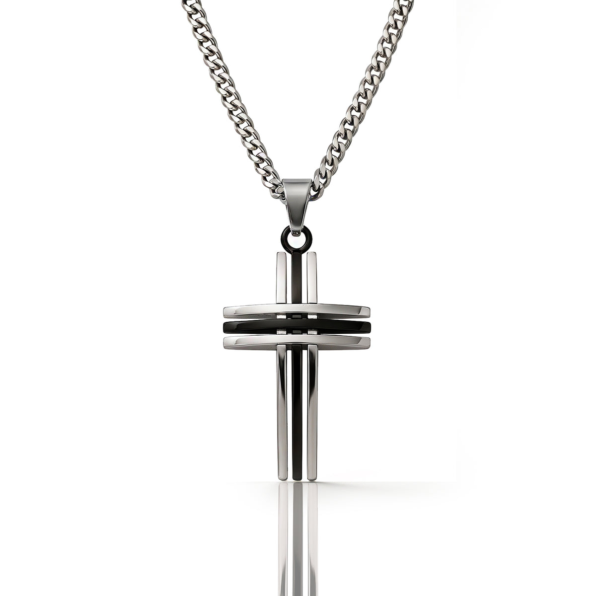 SOEVMOVR Cross Necklace for Men Stainless Steel Chain Gift for Husband