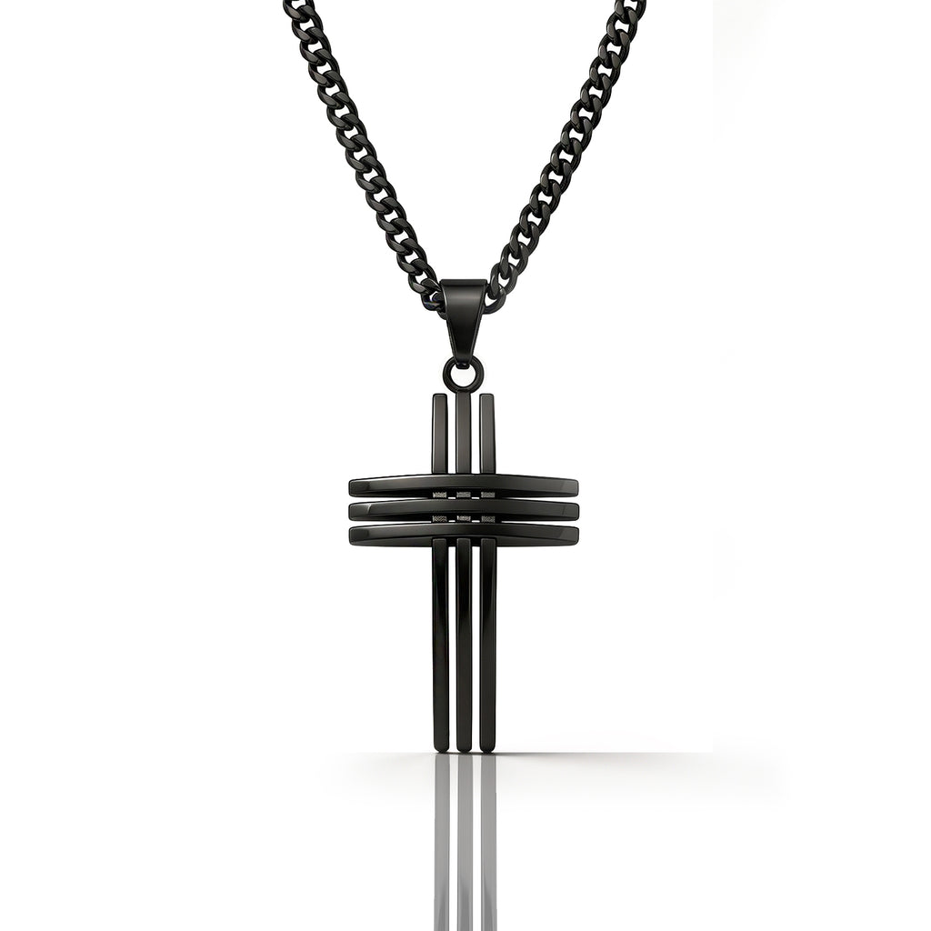 SOEVMOVR Cross Necklace for Men Stainless Steel Chain Gift for Husband