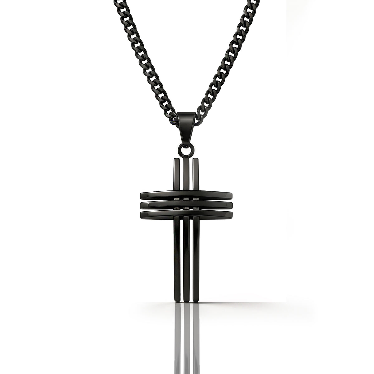 SOEVMOVR Cross Necklace for Men Stainless Steel Chain Gift for Husband