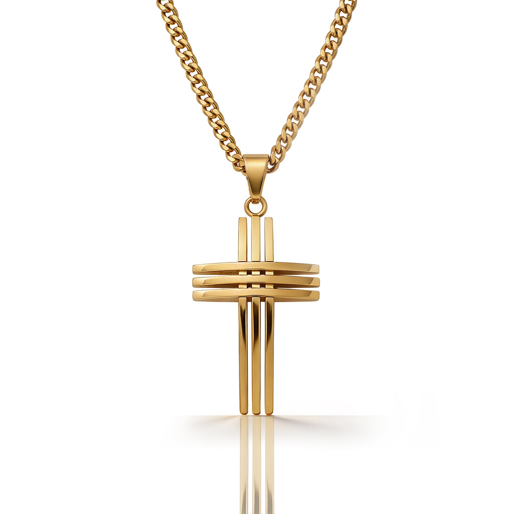 SOEVMOVR Cross Necklace for Men Stainless Steel Chain Gift for Husband