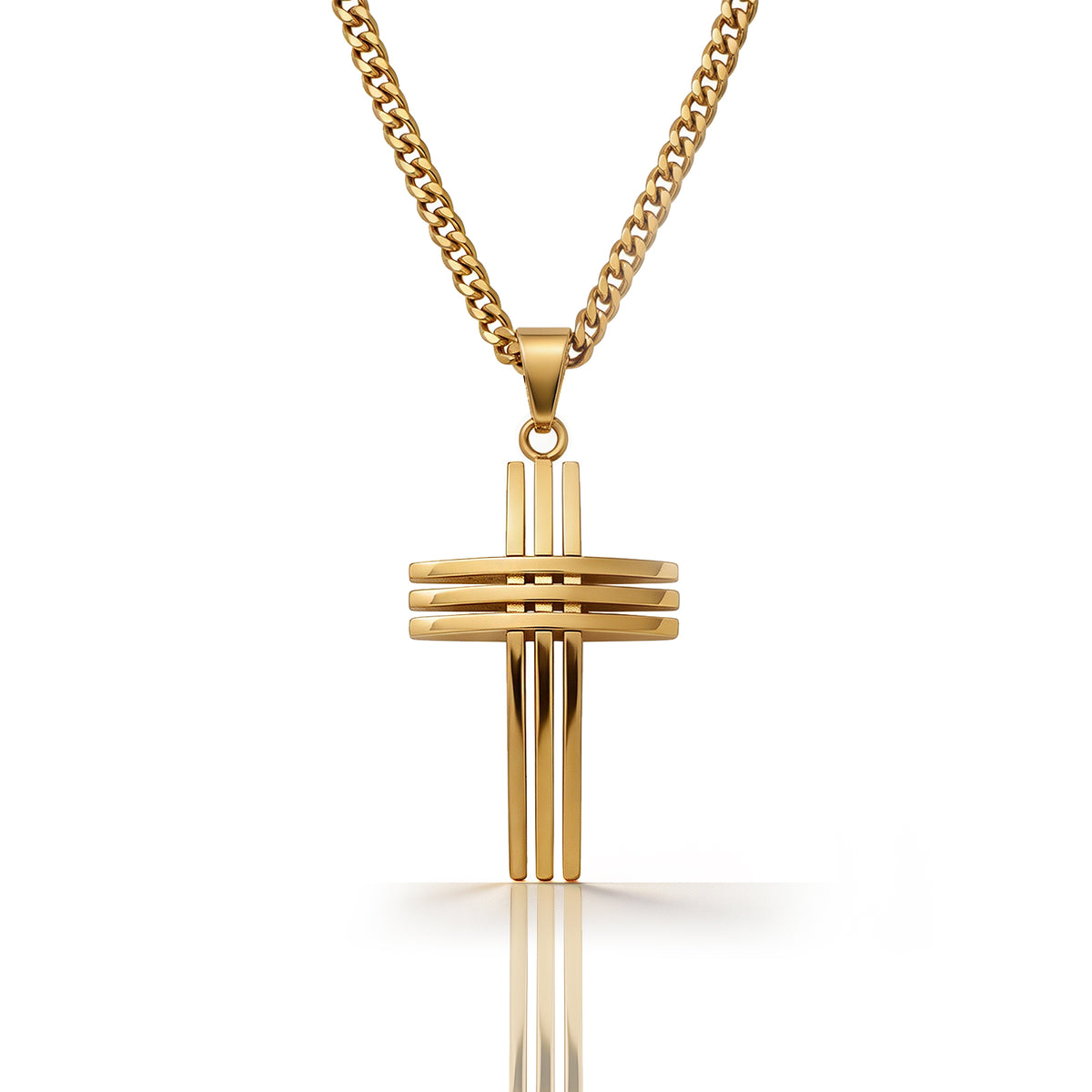 SOEVMOVR Cross Necklace for Men Stainless Steel Chain Gift for Husband