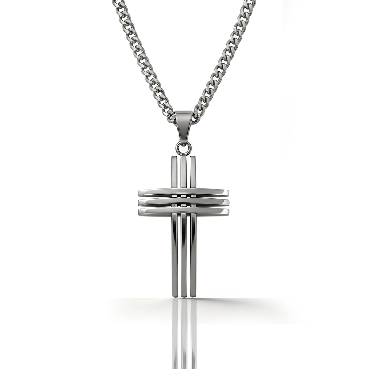 SOEVMOVR Cross Necklace for Men Stainless Steel Chain Gift for Husband