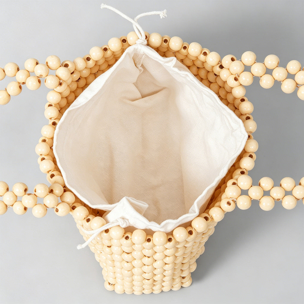SOEVMOVR Women's Wooden Beaded Clutch Evening Bag