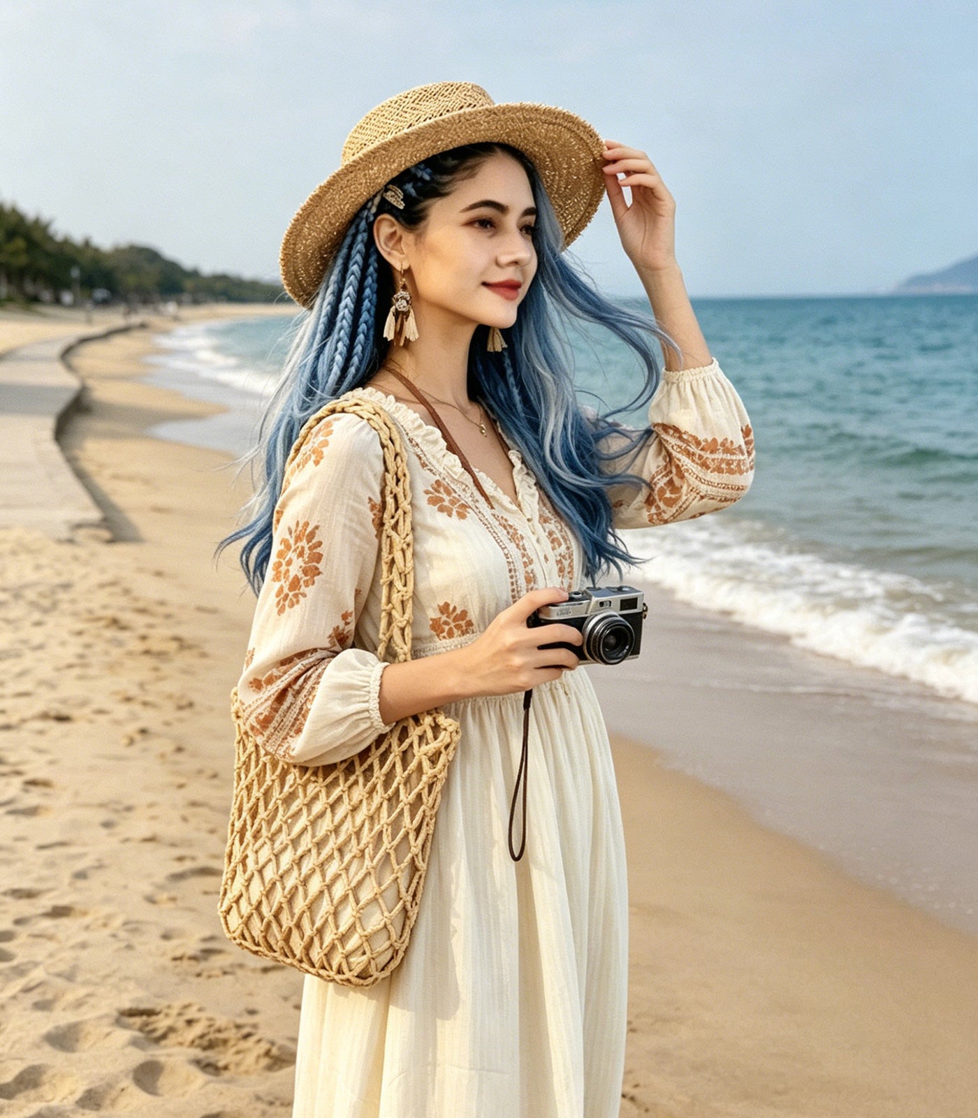 Womens Wooden Beaded Bag Handmade Woven Purse Boho Style Zen Aesthetic Summer Beach Clutch Vintage Serene HandBag