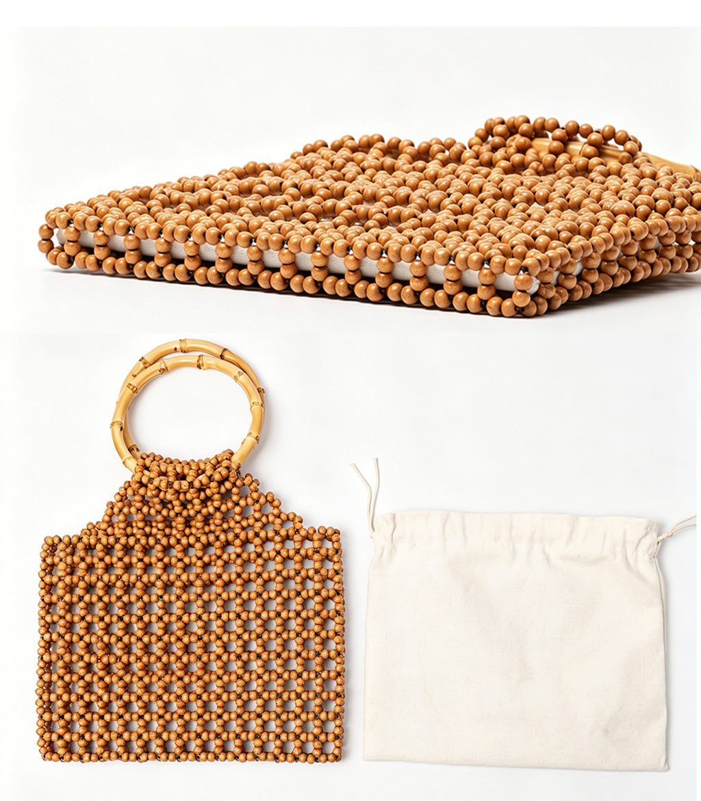 Handmade Womens Wooden Beaded Bag Handmade Womens Wooden Beaded Bag