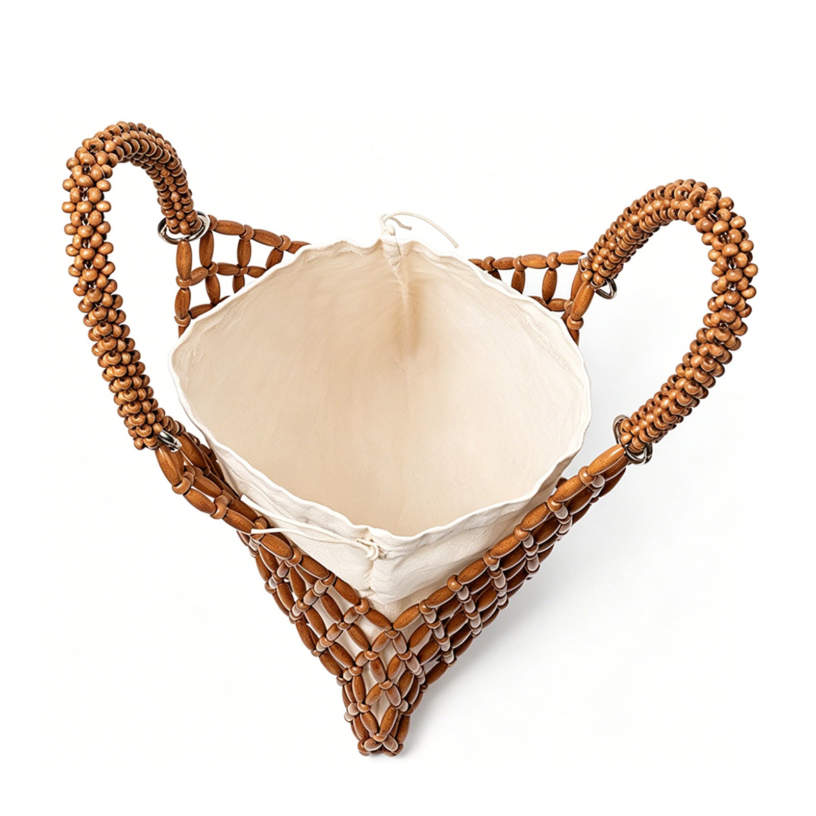 Womens Wooden Beaded Bag Boho Style Woven Purse
