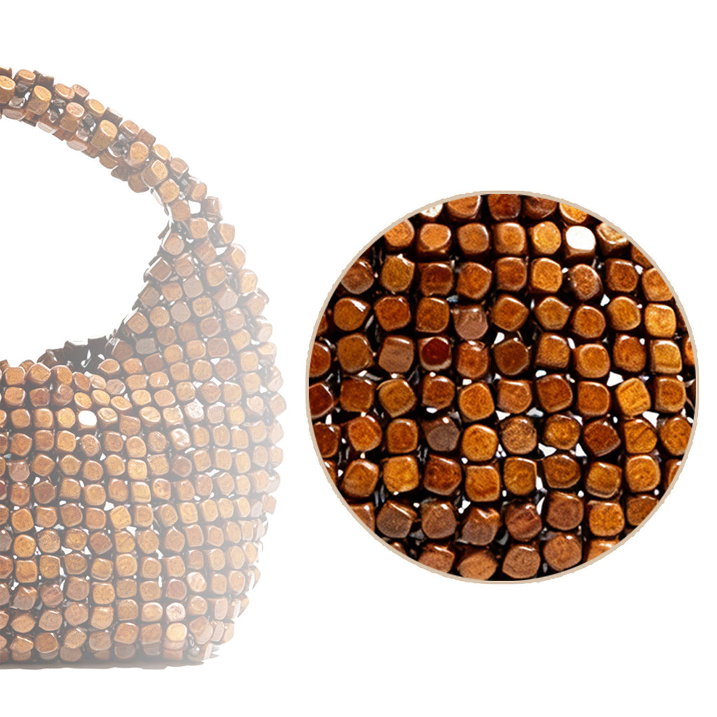 Wooden Beaded Clutch Handbag