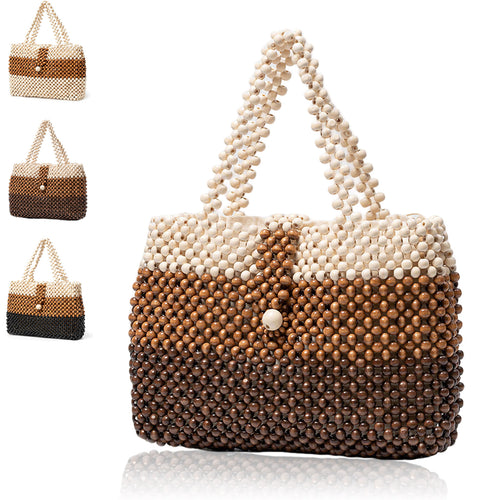 Boho Brown Wooden Bead Purse for Women