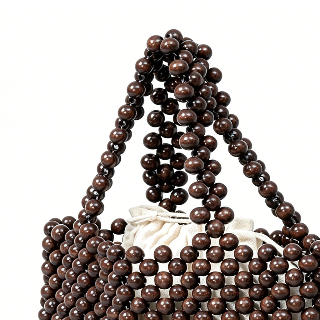 SOEVMOVR Women's Wooden Beaded Clutch Evening Bag