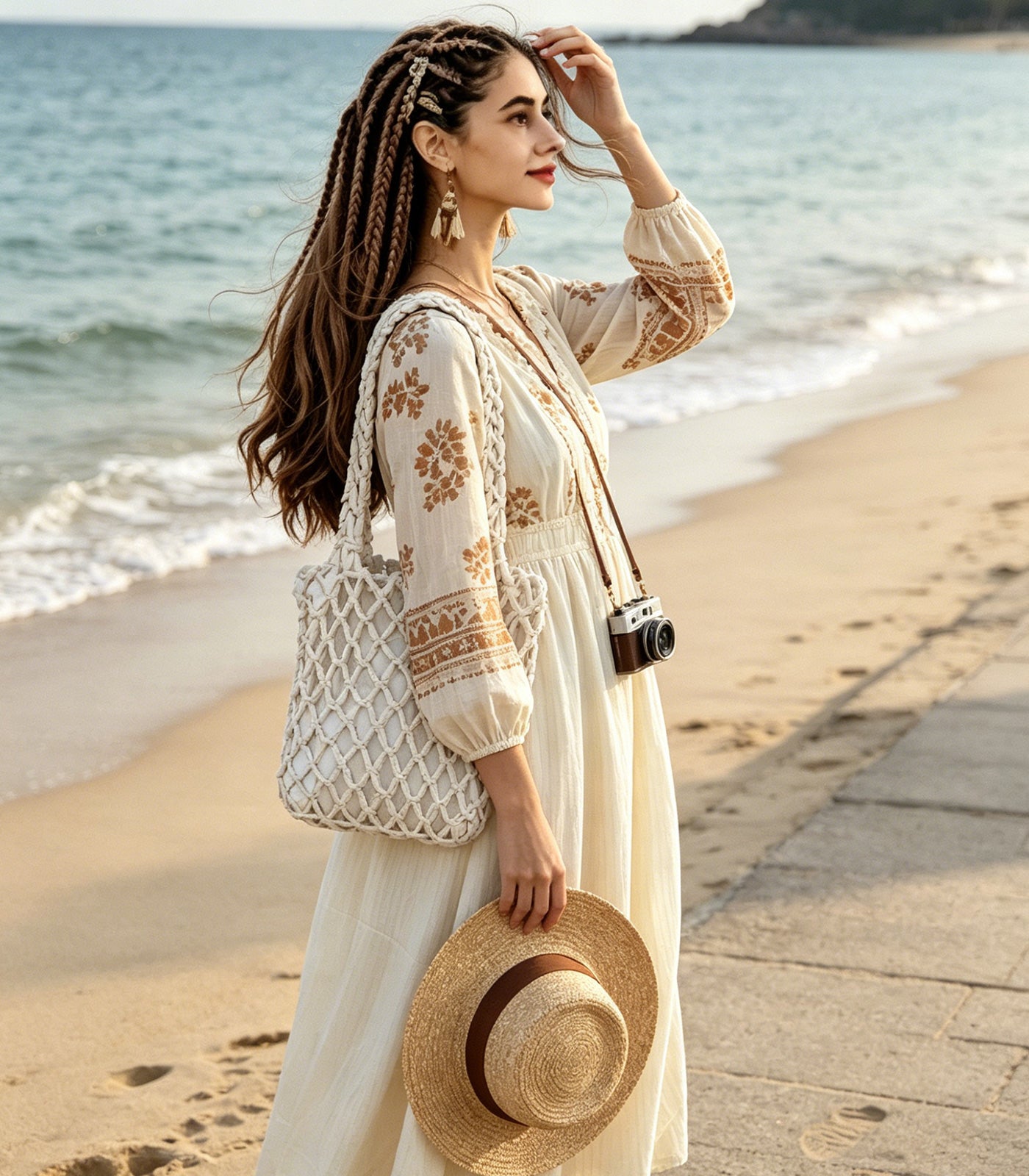 Womens Wooden Beaded Bag Handmade Woven Purse Boho Style Zen Aesthetic Summer Beach Clutch Vintage Serene HandBag
