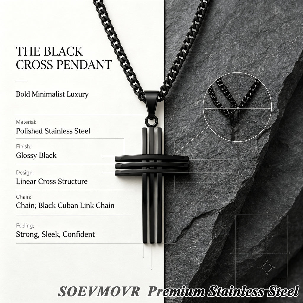 SOEVMOVR Cross Necklace for Men Stainless Steel Chain Gift for Husband