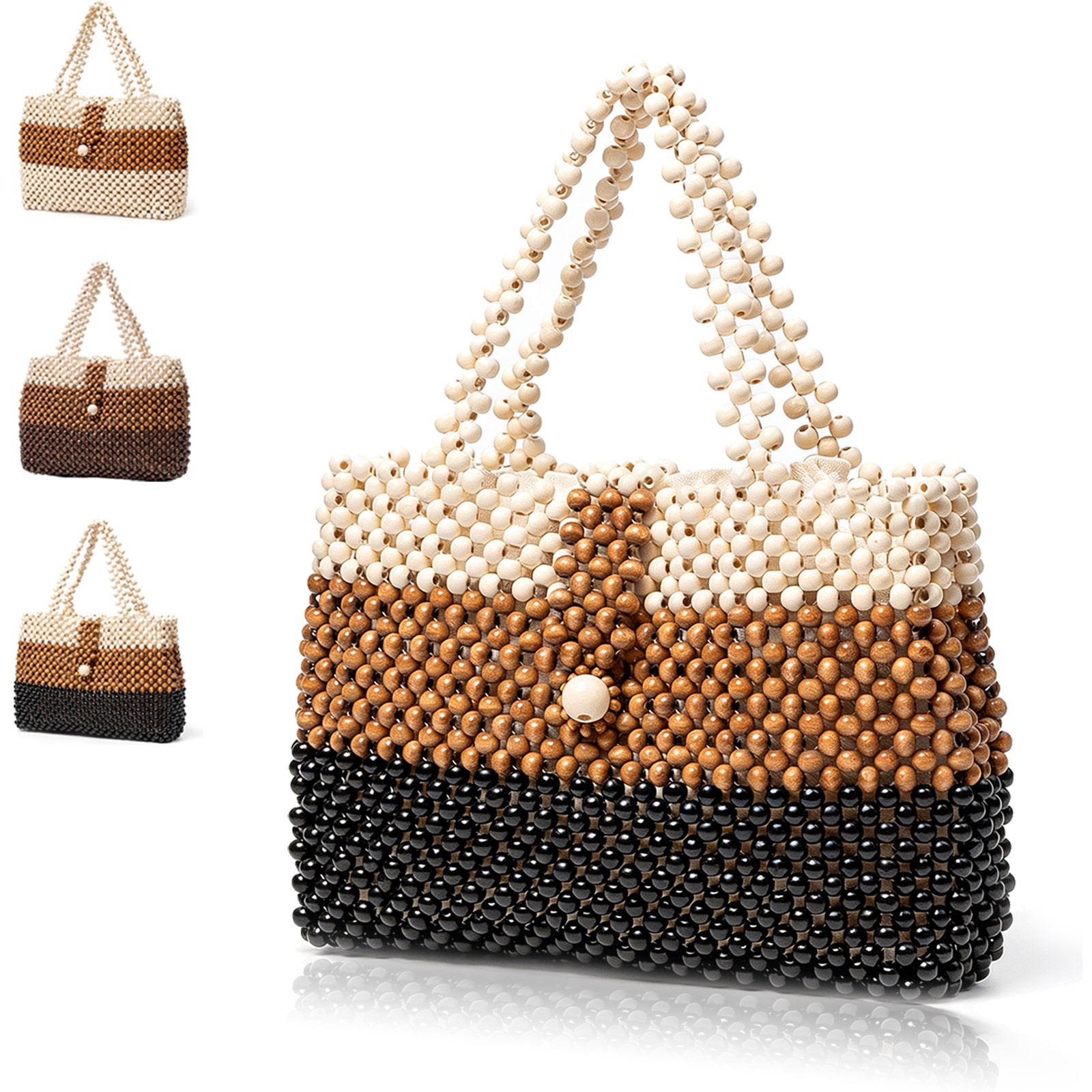 Boho Brown Wooden Bead Purse for Women