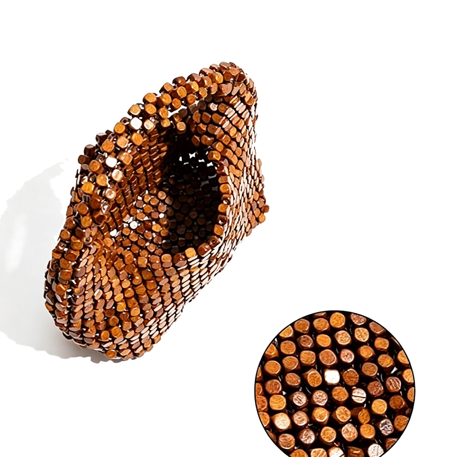 Wooden Beaded Clutch Handbag