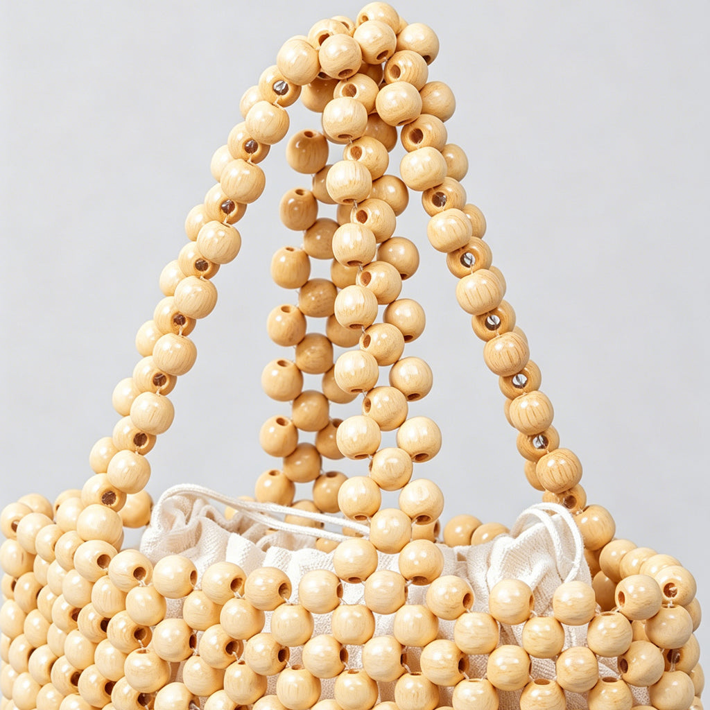 SOEVMOVR Women's Wooden Beaded Clutch Evening Bag