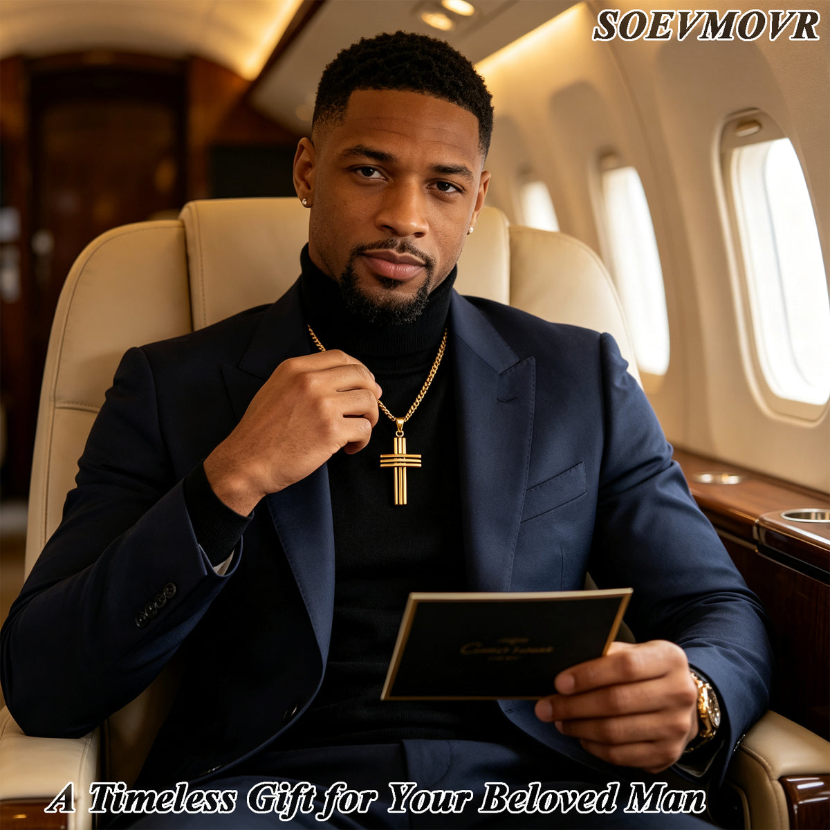 SOEVMOVR Cross Necklace for Men Stainless Steel Chain Gift for Husband