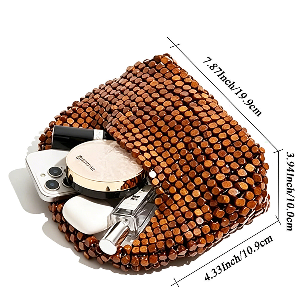Wooden Beaded Clutch Handbag