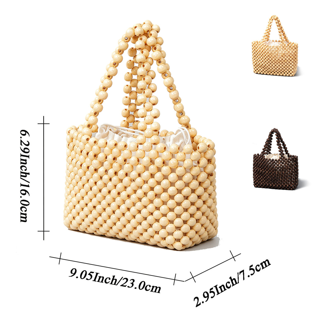 SOEVMOVR Women's Wooden Beaded Clutch Evening Bag