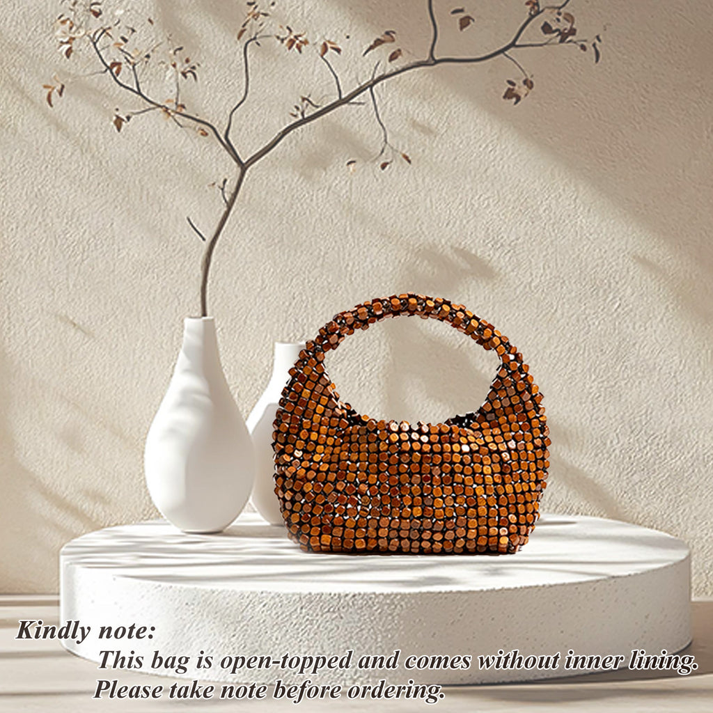 Wooden Beaded Clutch Handbag