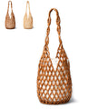 Womens Wooden Beaded Purse Handmade Boho Mesh Woven HandBag
