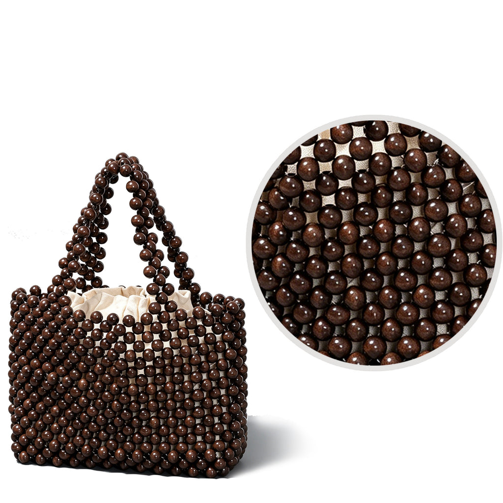 SOEVMOVR Women's Wooden Beaded Clutch Evening Bag