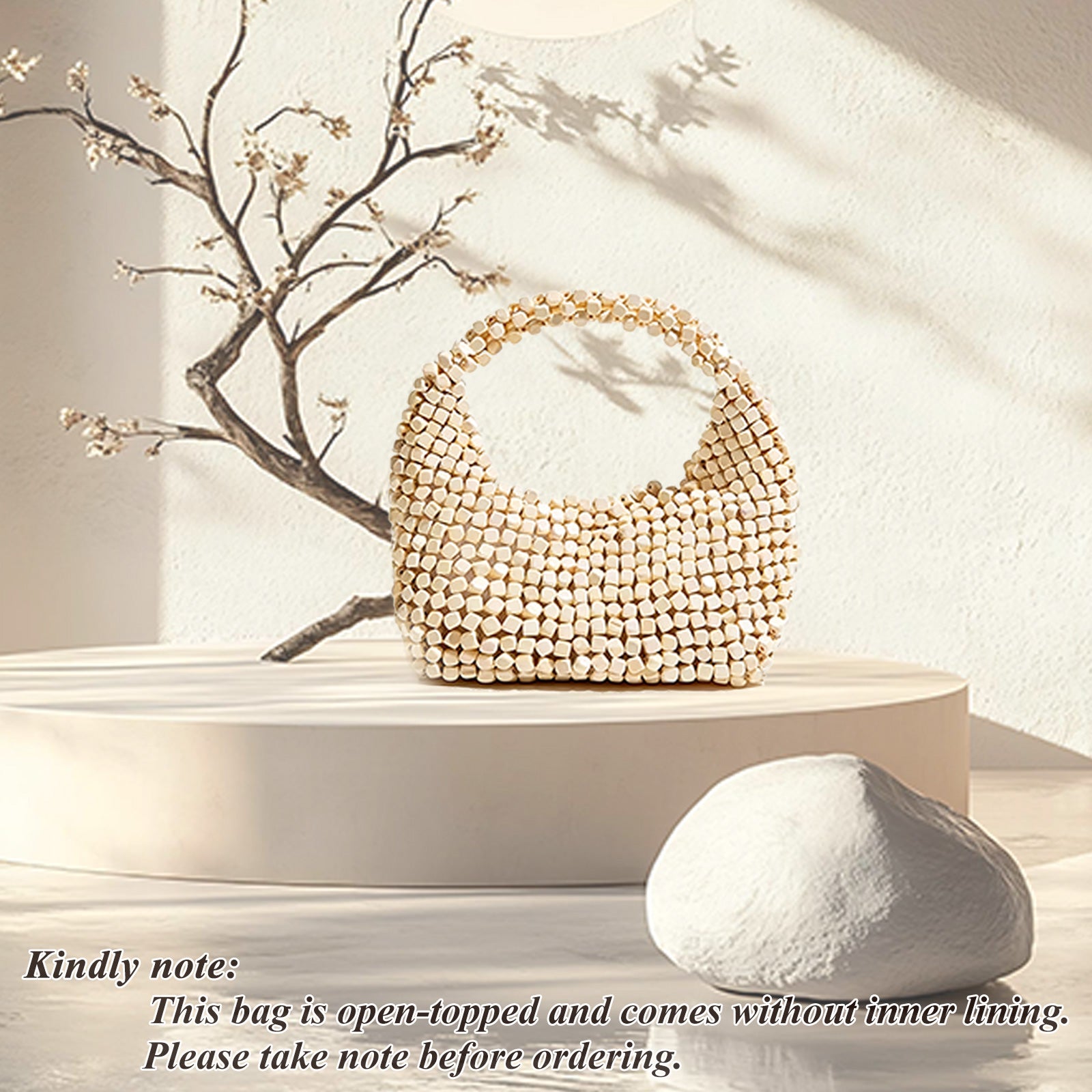 Wooden Beaded Clutch Handbag