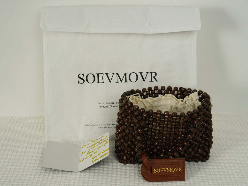 SOEVMOVR Women's Wooden Beaded Clutch Evening Bag