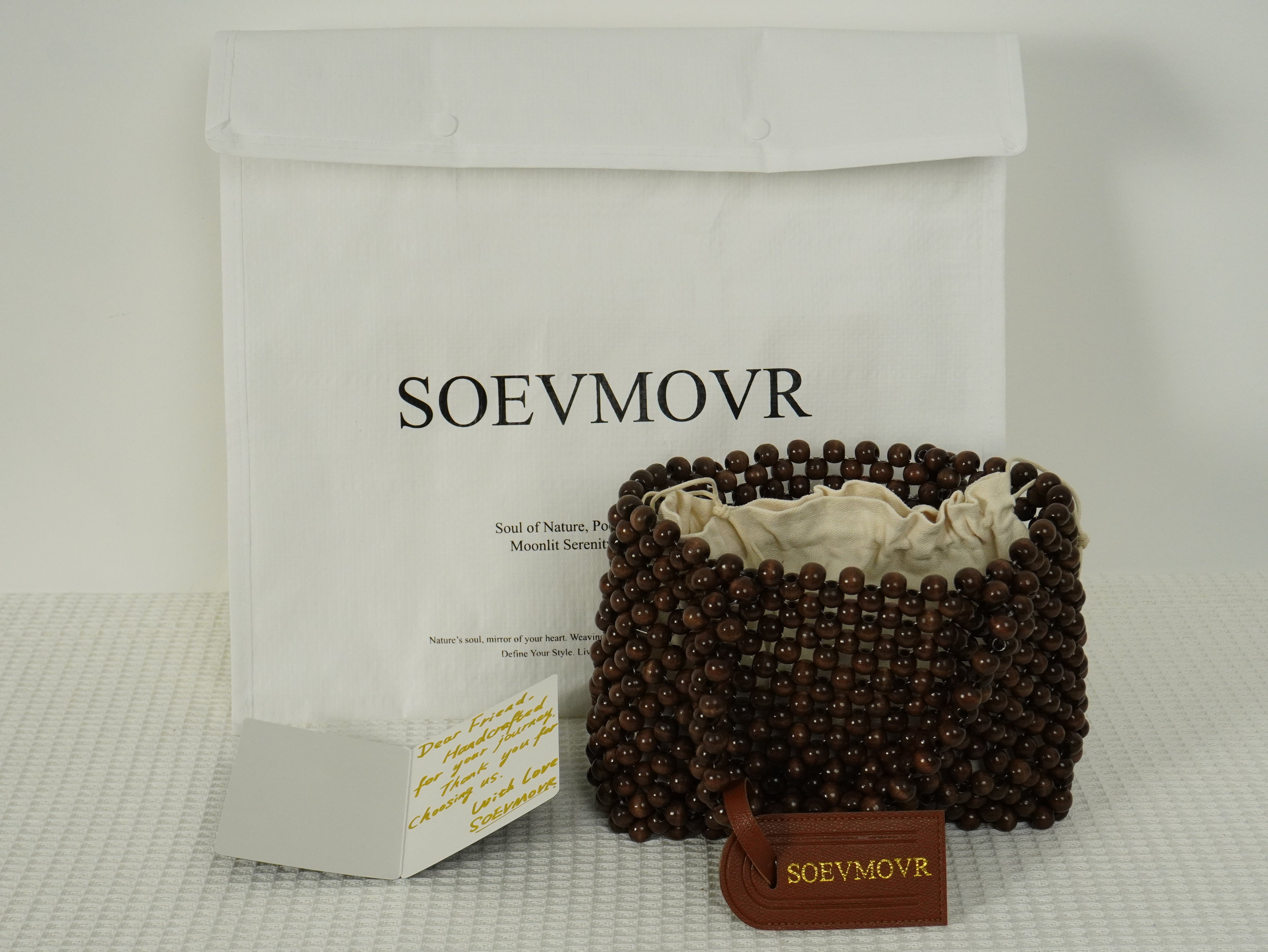 SOEVMOVR Women's Wooden Beaded Clutch Evening Bag