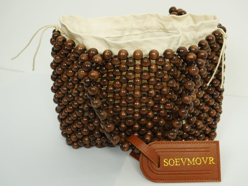 SOEVMOVR Women's Wooden Beaded Clutch Evening Bag