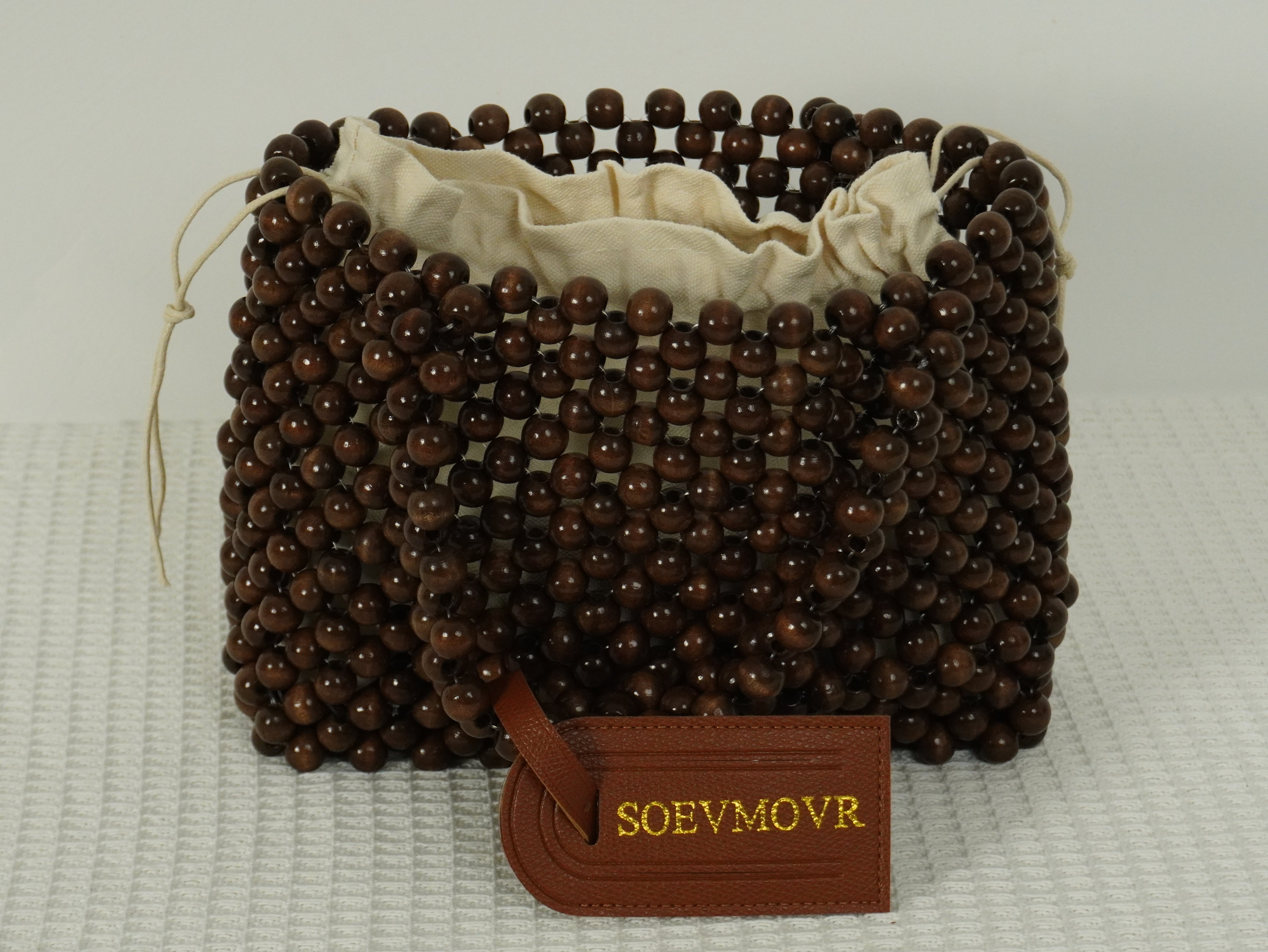 SOEVMOVR Women's Wooden Beaded Clutch Evening Bag