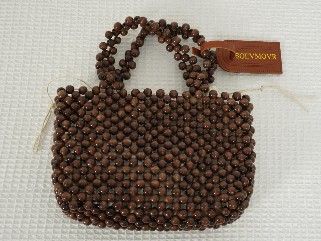 SOEVMOVR Women's Wooden Beaded Clutch Evening Bag