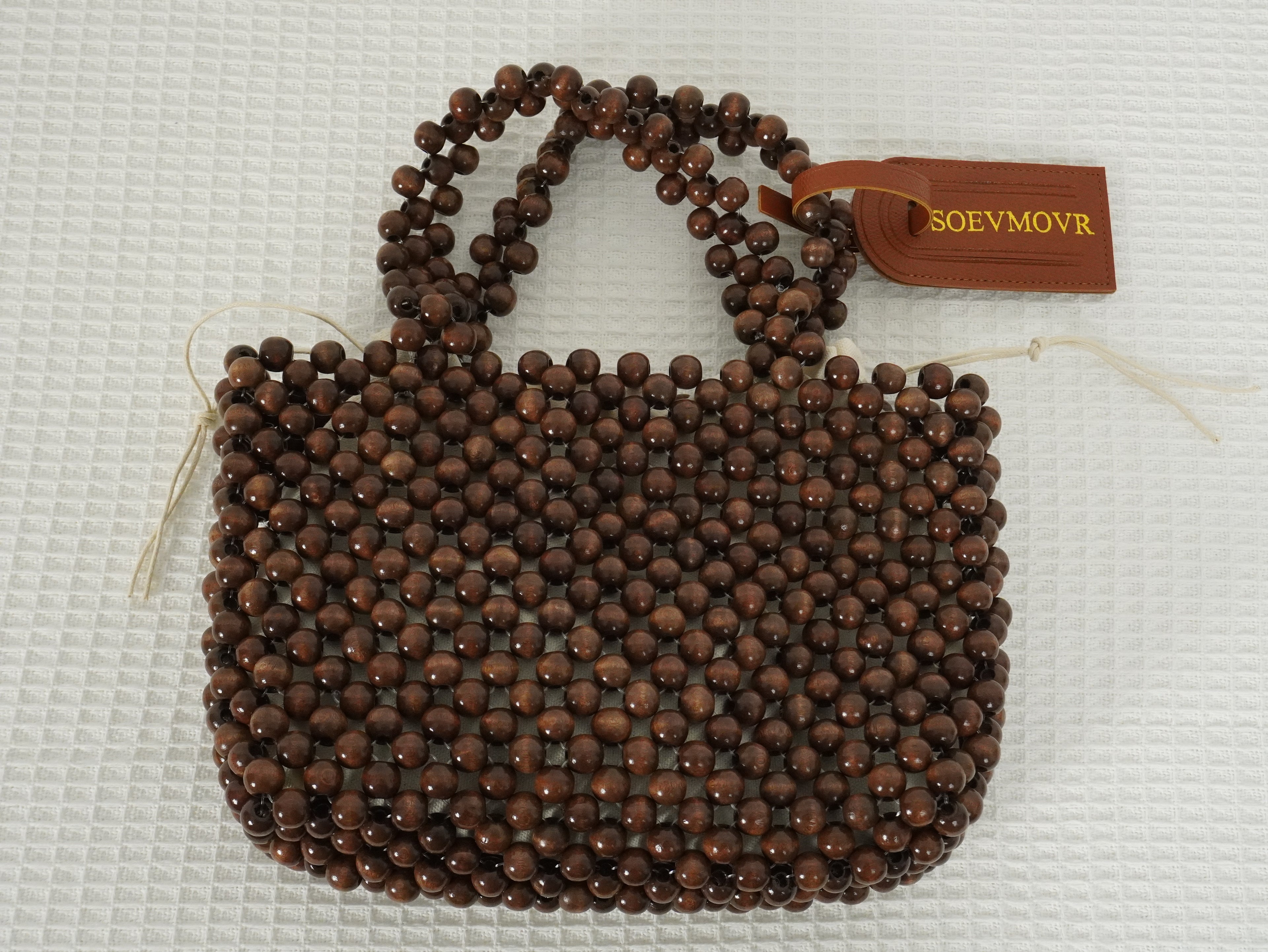 SOEVMOVR Women's Wooden Beaded Clutch Evening Bag