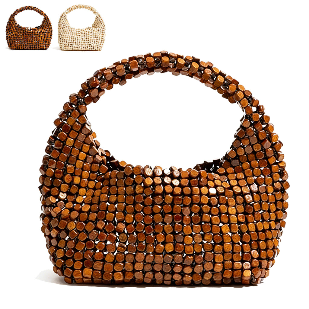 Wooden Beaded Clutch Handbag