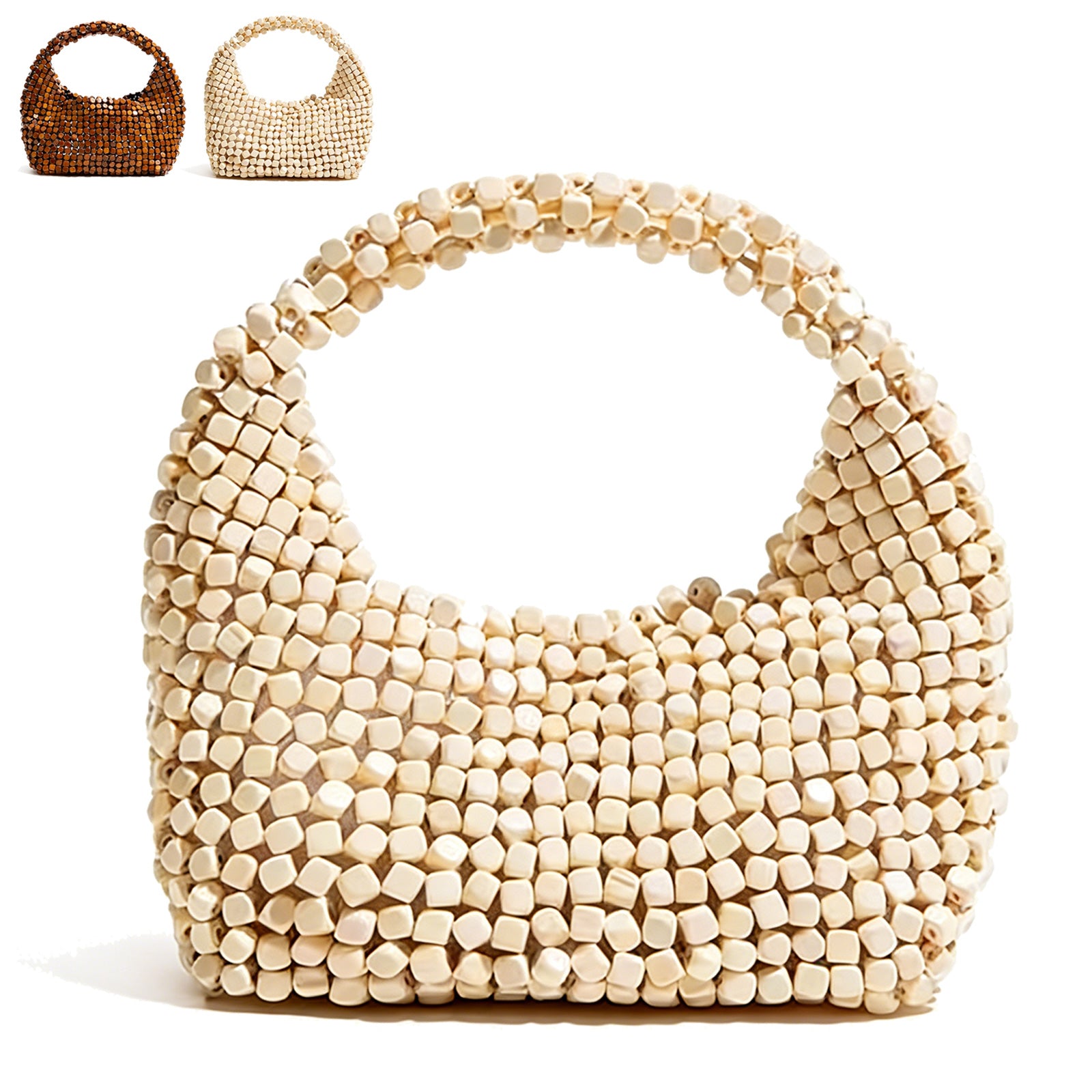 Wooden Beaded Clutch Handbag
