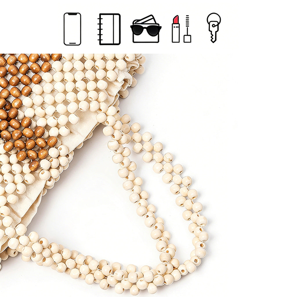 Boho Brown Wooden Bead Purse for Women