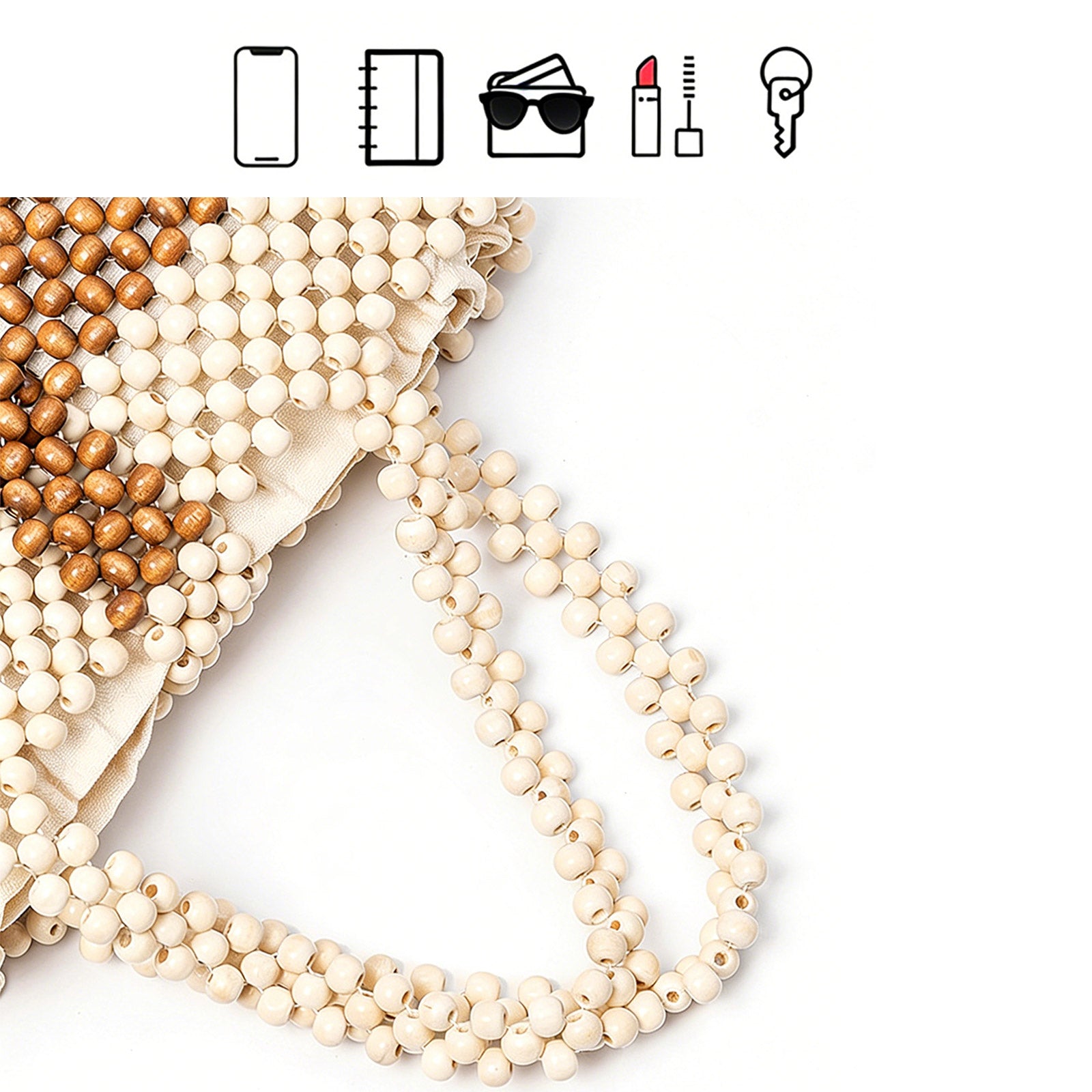 Boho Brown Wooden Bead Purse for Women