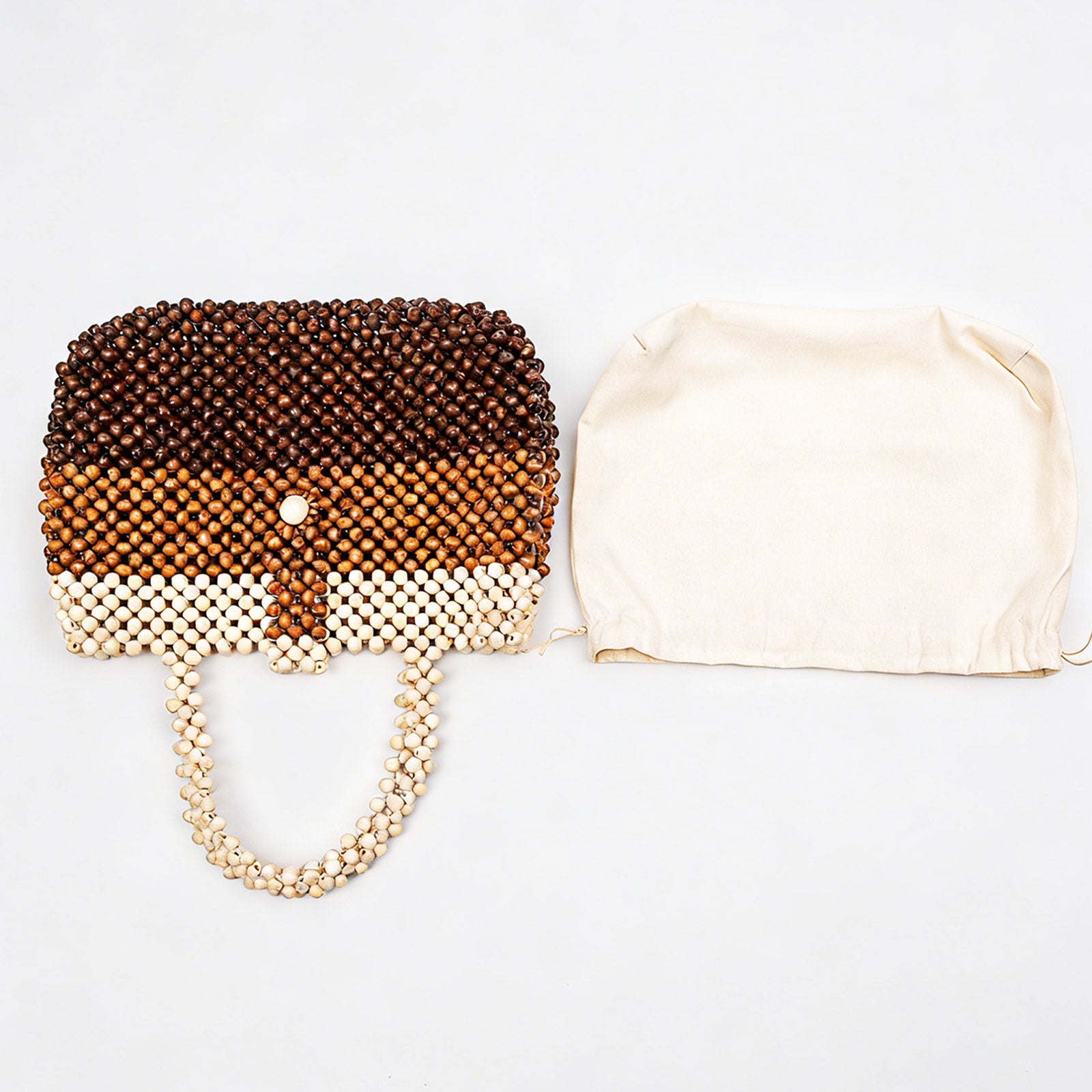 Boho Brown Wooden Bead Purse for Women