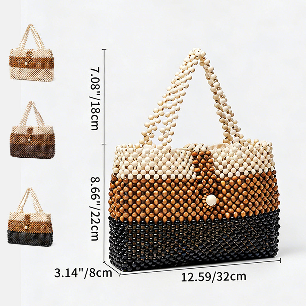 Boho Brown Wooden Bead Purse for Women