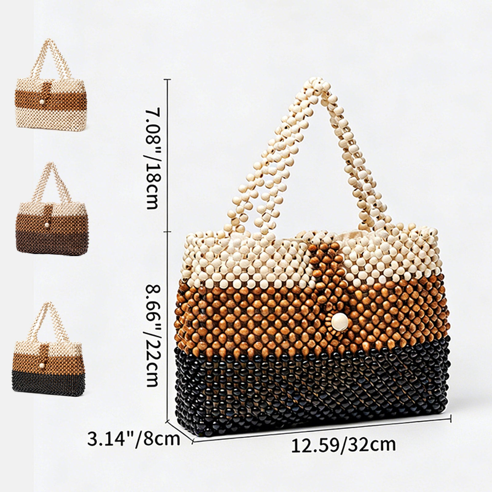Boho Brown Wooden Bead Purse for Women